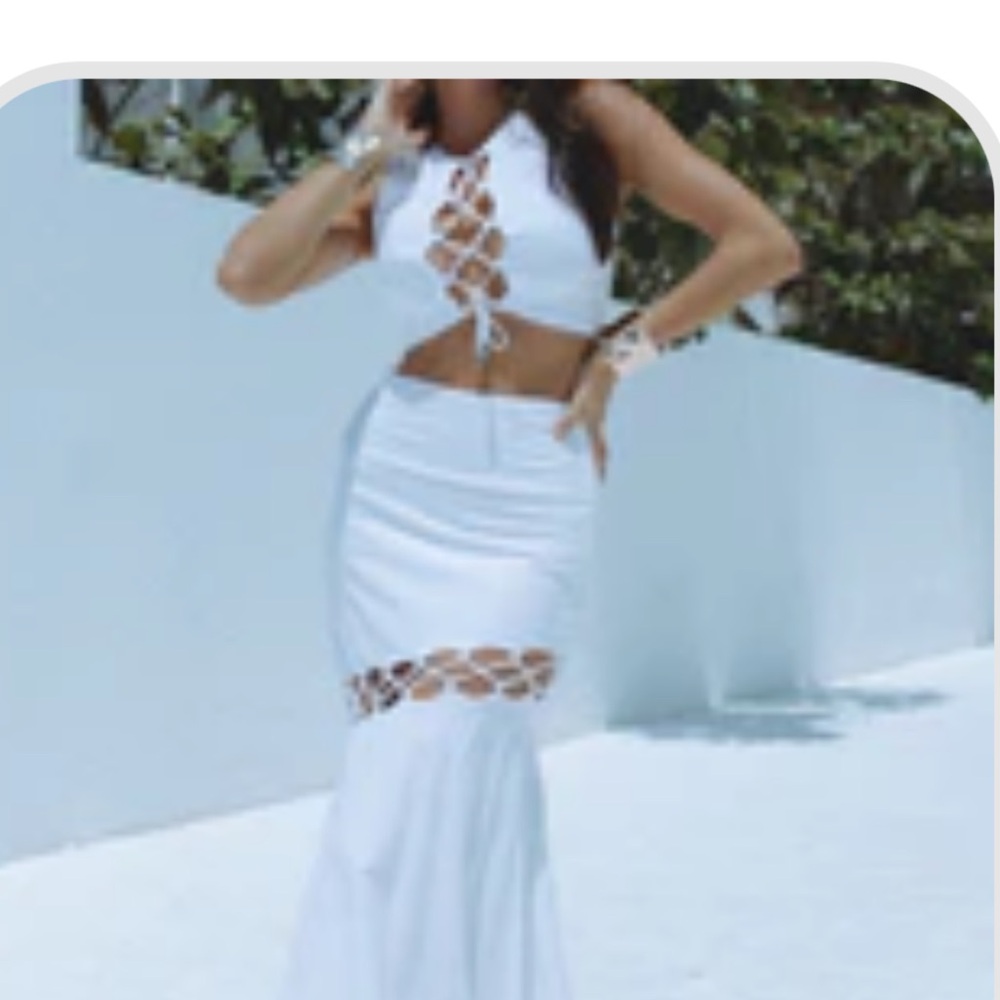 Brand New Chic White Two-Piece Set